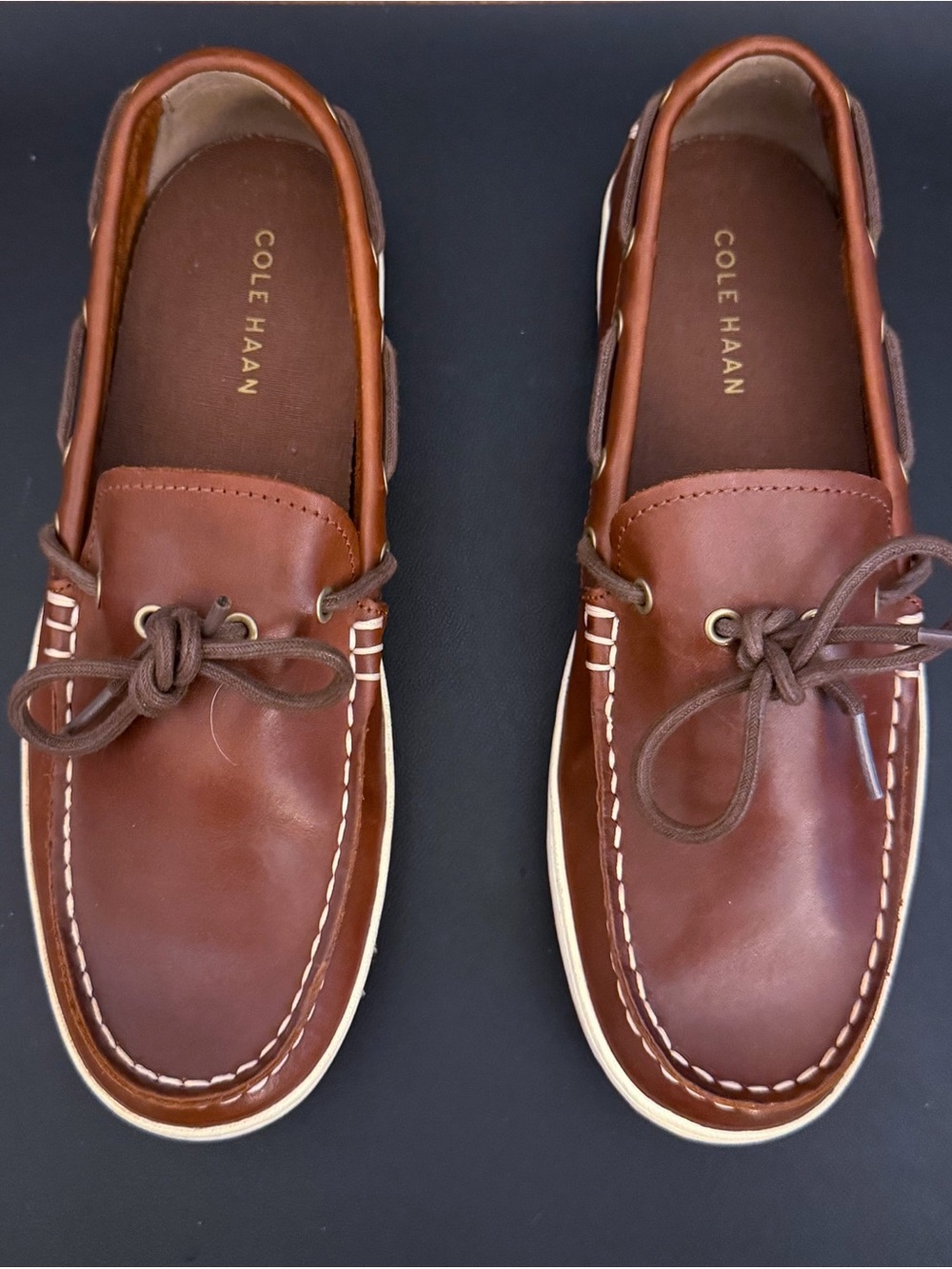 Cole Haan Men’s Chestnut Brown Leather Boat Shoes